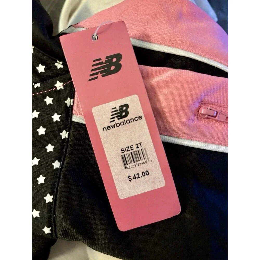 New Balance Pink Black 2-Piece Active Track Jogging Set Toddler Girl Size 2T New
